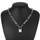 Silver Rock Choker Lock Necklace