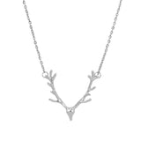 Silver Deer Antlers Necklace