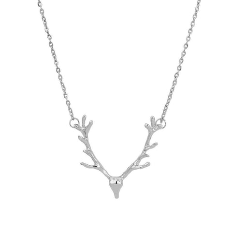 Silver Deer Antlers Necklace